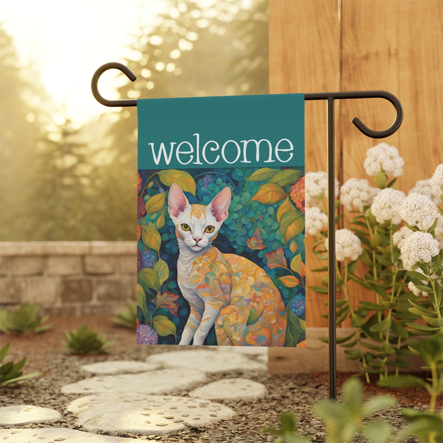 Devon Rex Welcome 2-Sided Garden & House Flag/Banner