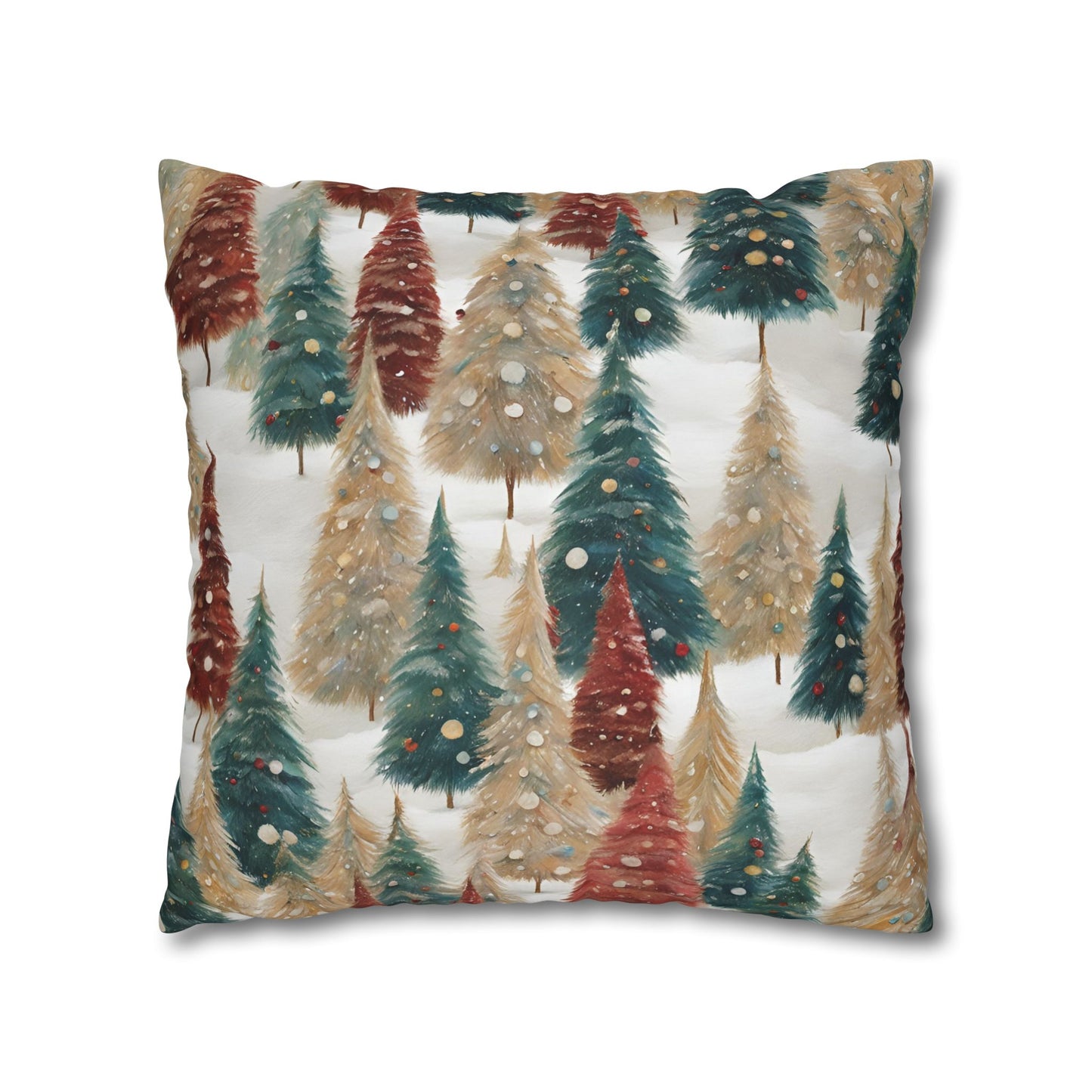 Pines in the Snow Square Poly Canvas Pillowcase