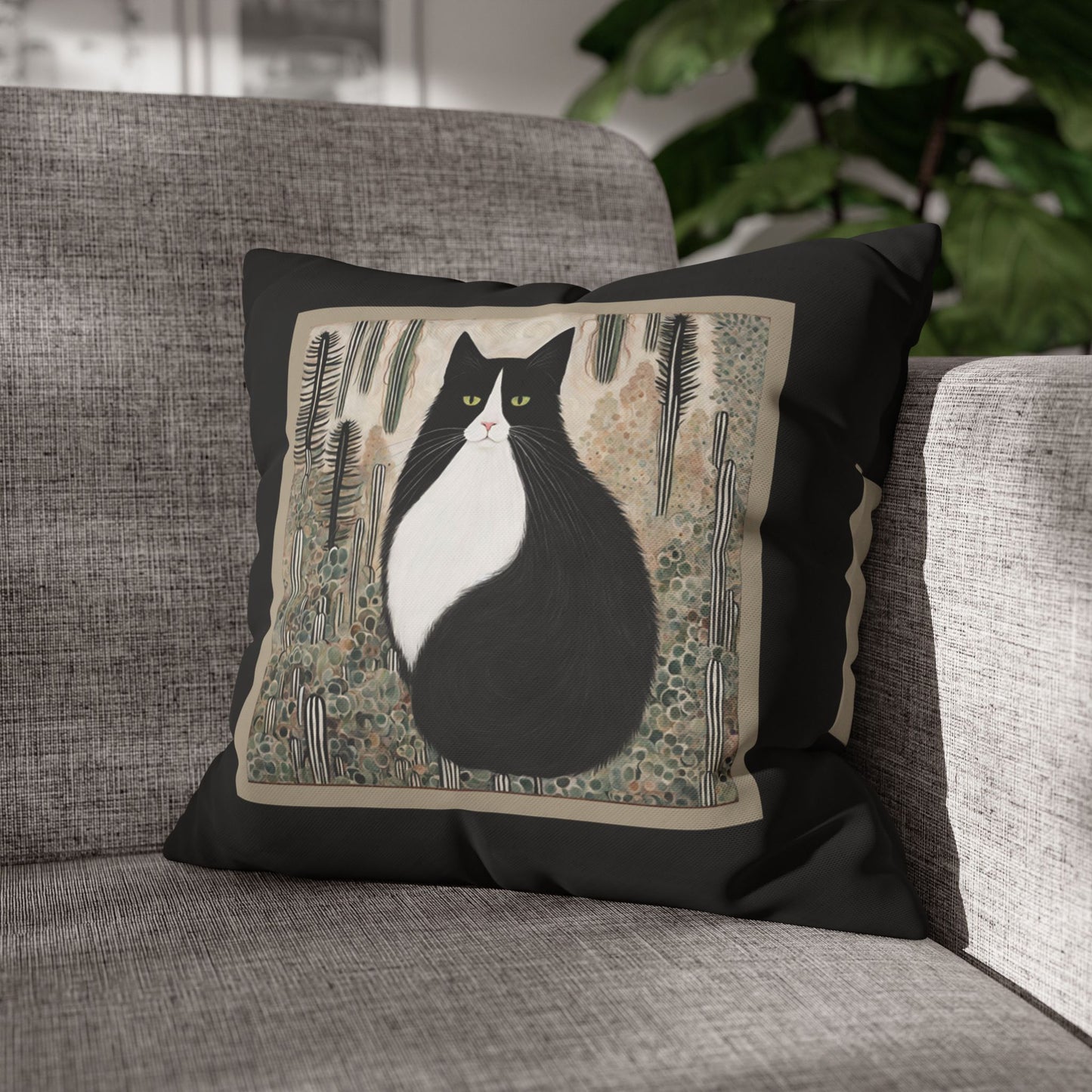 Colby Cat Square Poly Canvas Pillowcase