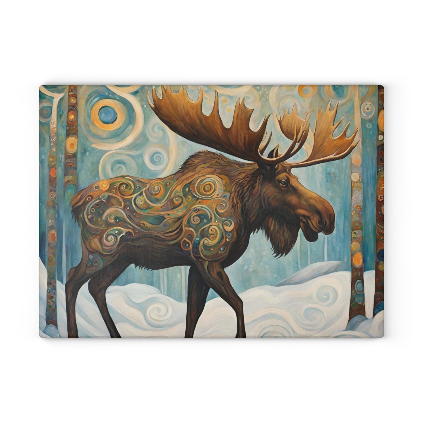 Mountain Forest Moose Tempered Glass Cutting Board