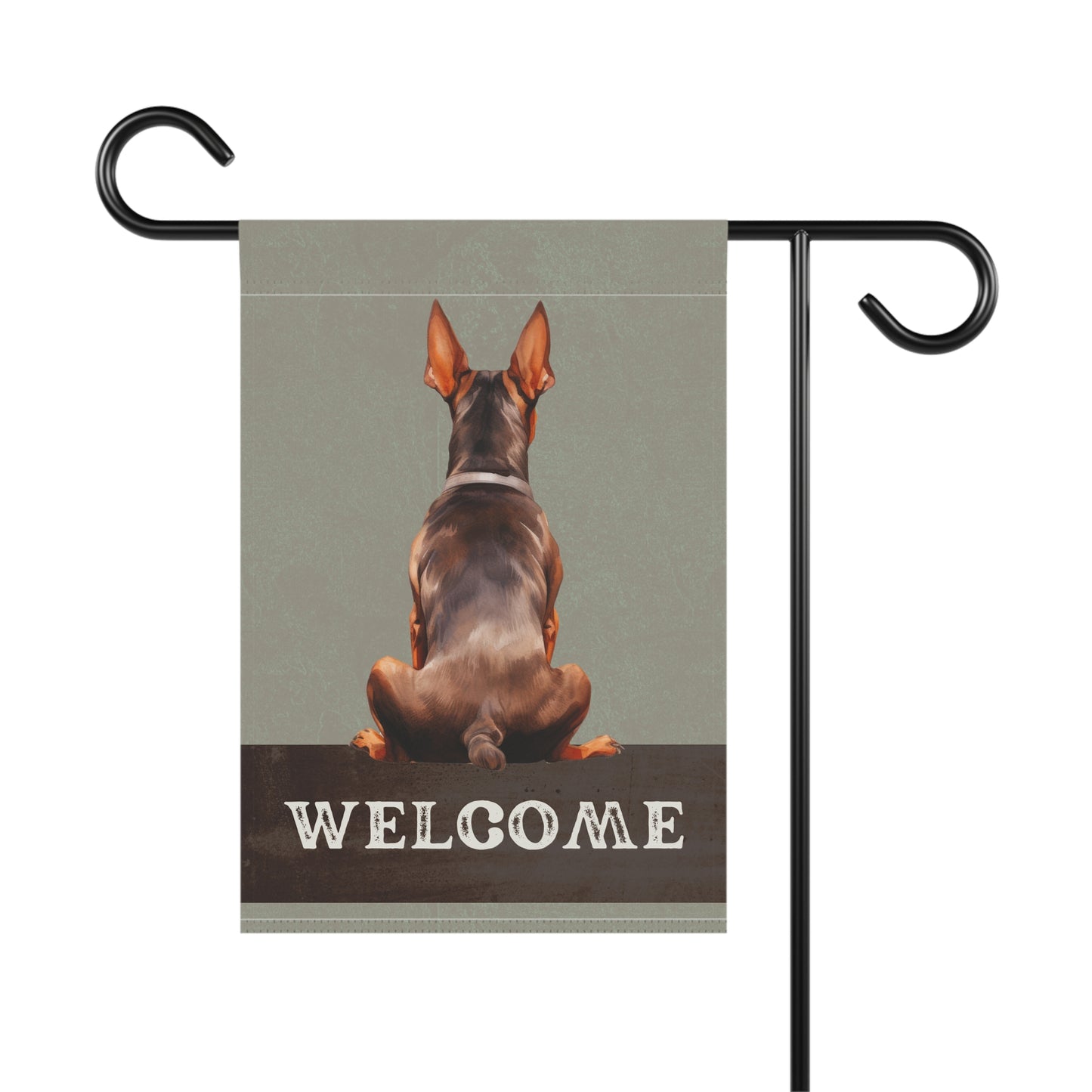 Doberman Pinscher Welcome 2-Sided Garden & House Flag/Banner