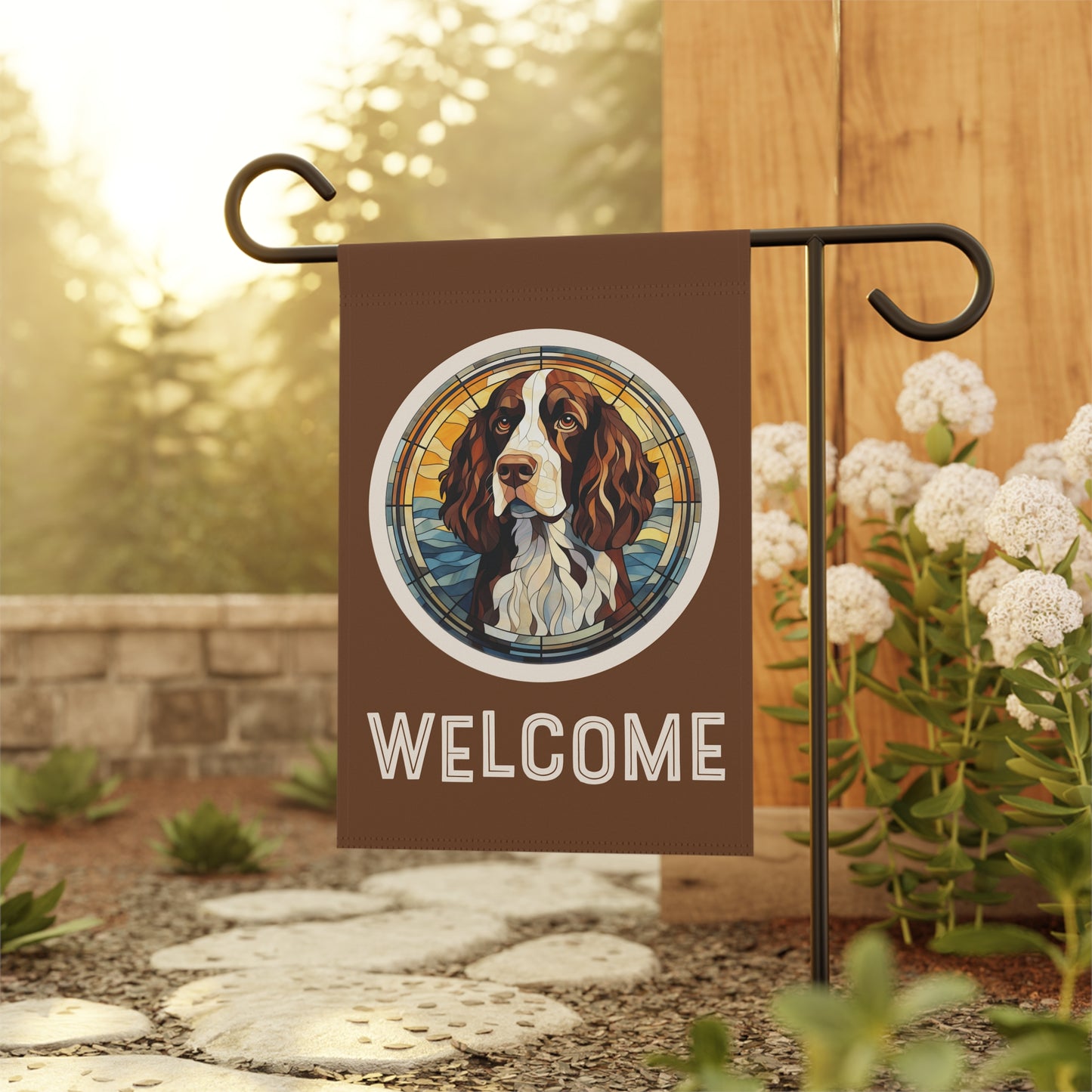 English Springer Spaniel Welcome 2-Sided Garden & House Flag/Banner