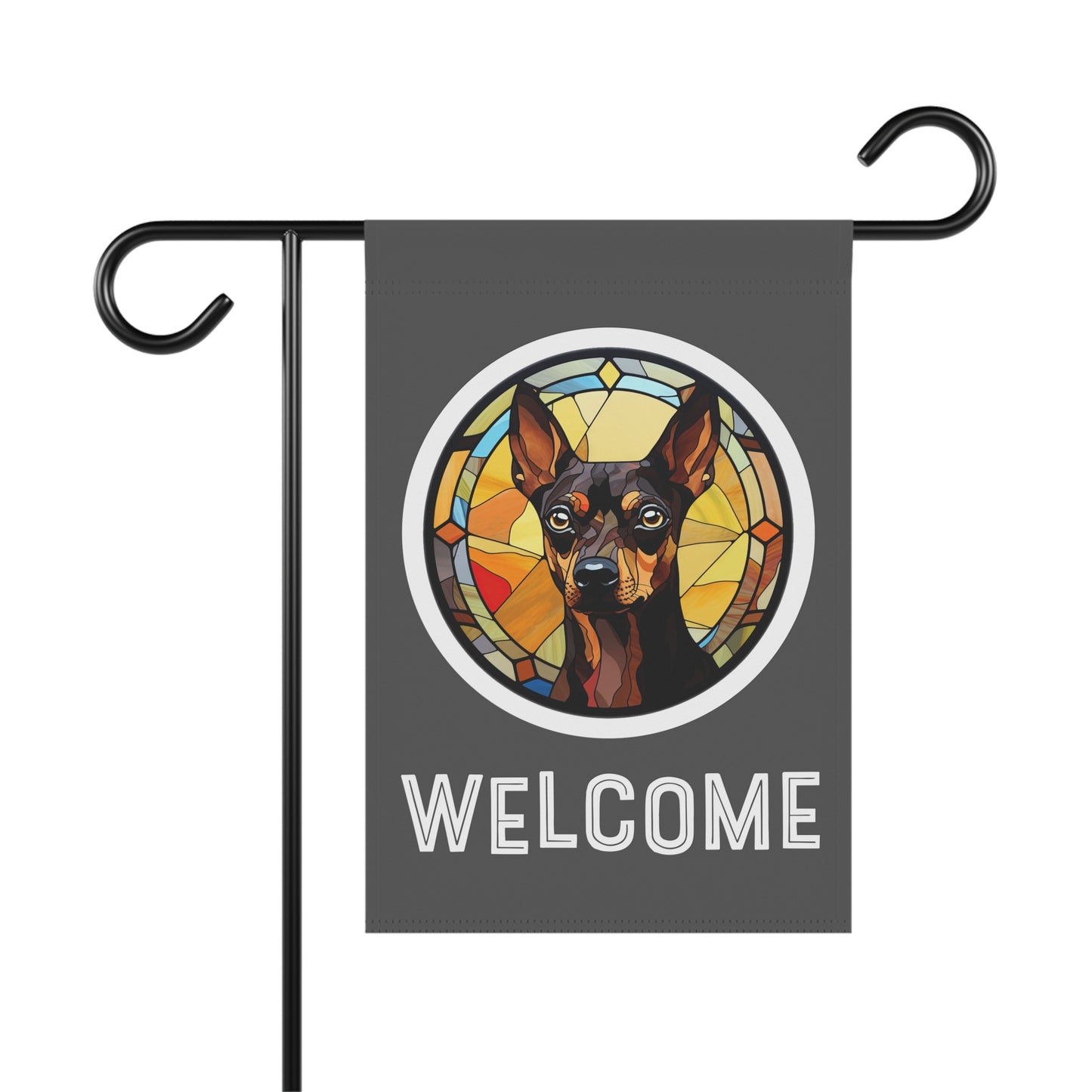 Miniature Pinscher Welcome 2-Sided Garden & House Flag/Banner