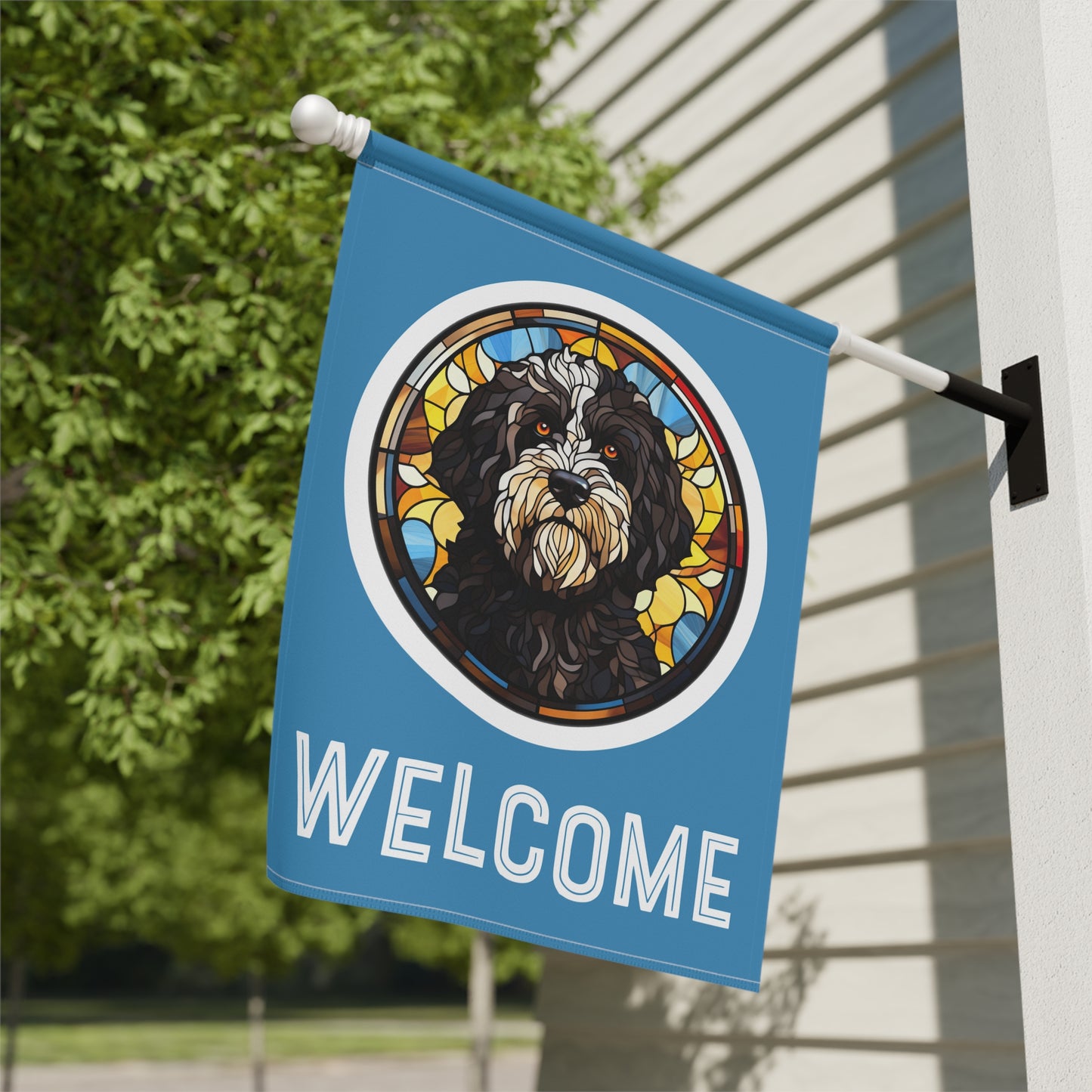 Portuguese Water Dog Welcome 2-Sided Garden & House Flag/Banner