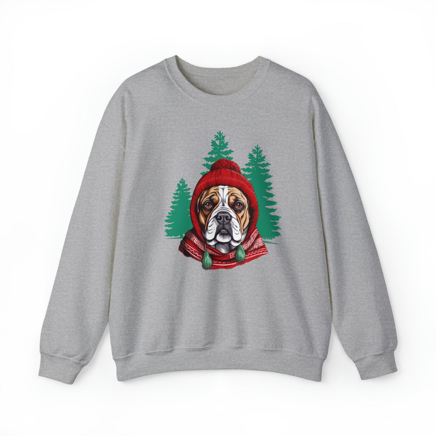 Bulldog in Stocking Hat & Scarf Unisex Heavy Blend™ Crewneck Sweatshirt