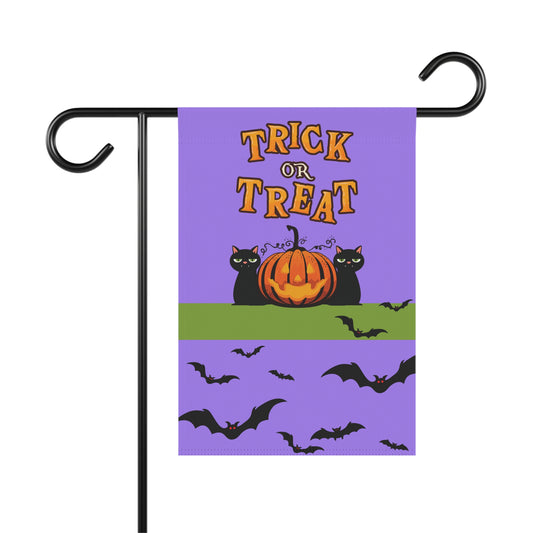 Black Cats & Jack-o-Lantern Trick or Treat 2-Sided Garden & House Banner