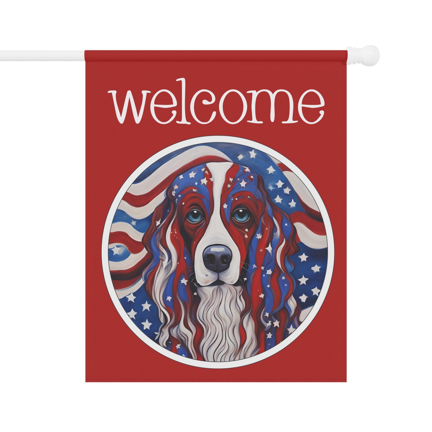 Patriotic Dog Welcome 2-Sided Garden & House Flag/Banner