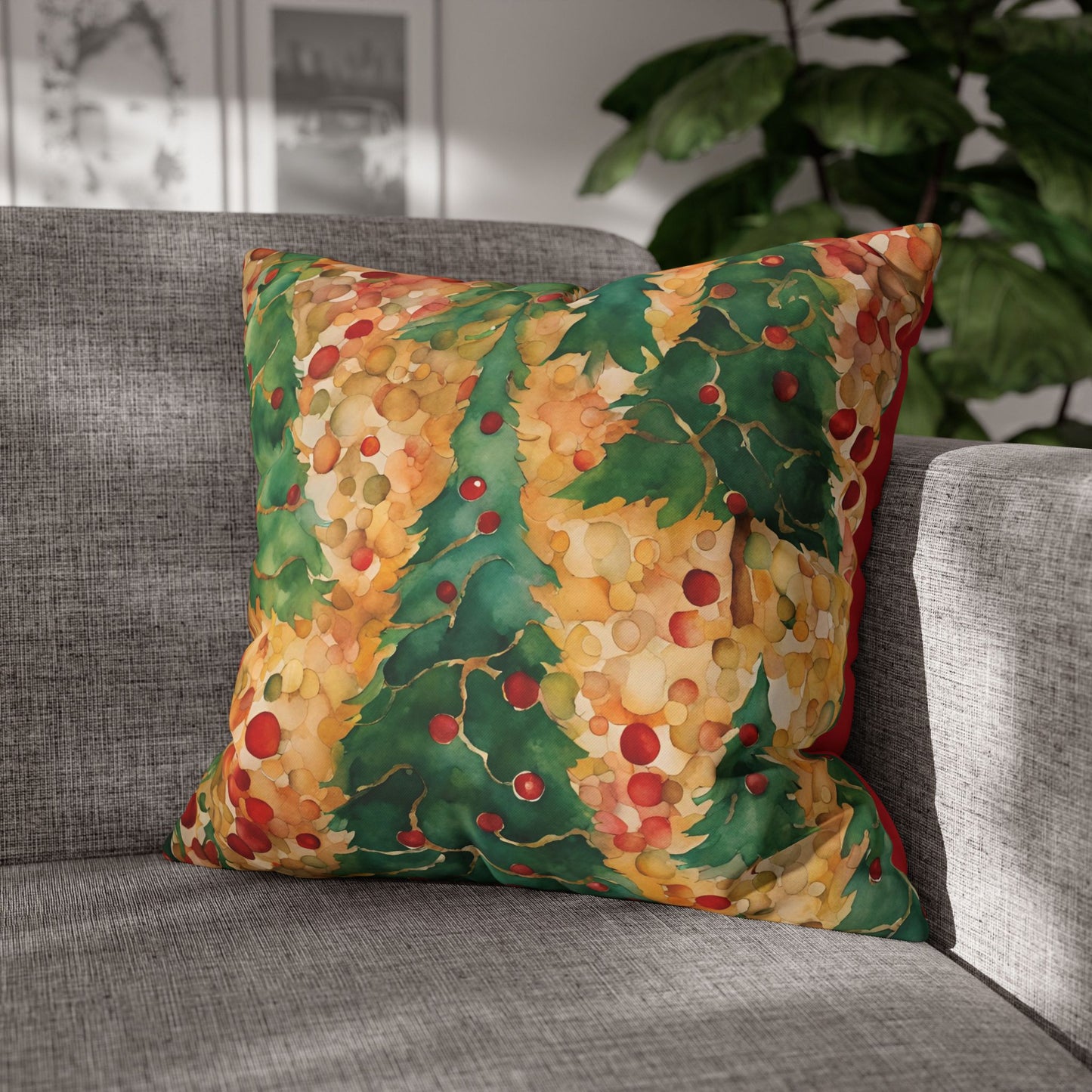 Christmas Tree Folly Square Poly Canvas Pillowcase