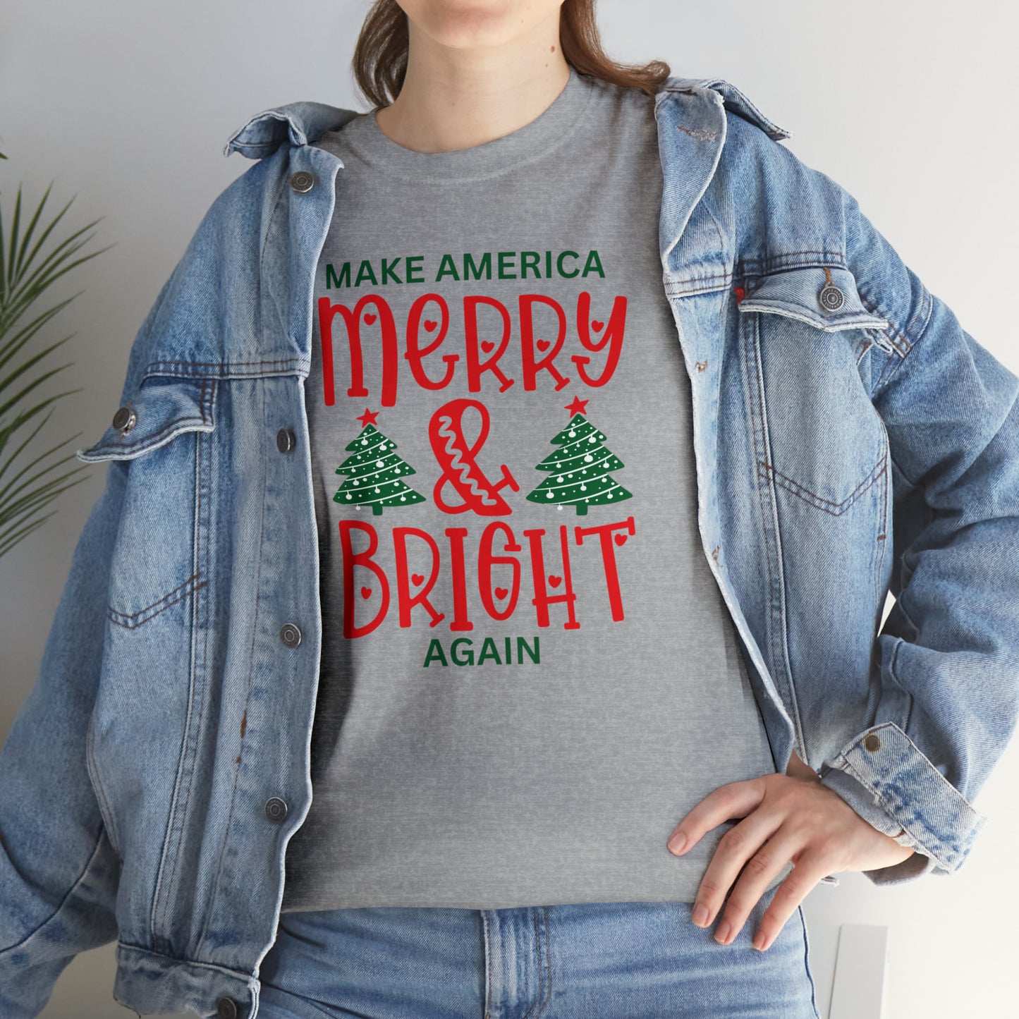 Happy Hearts Make America Merry & Bright Again Unisex Heavy Cotton Tee