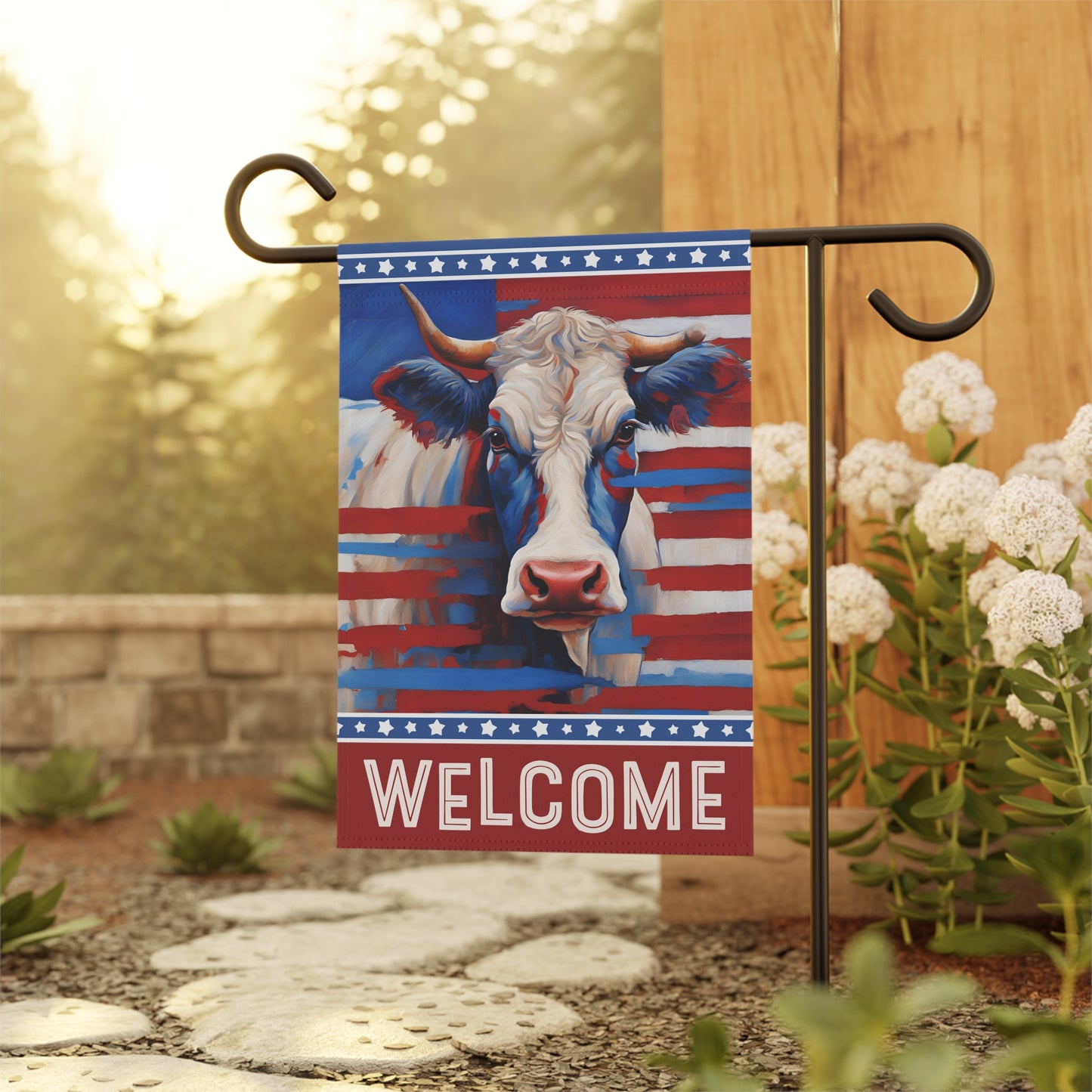 All American Cow Welcome 2-Sided Garden & House Flag/Banner