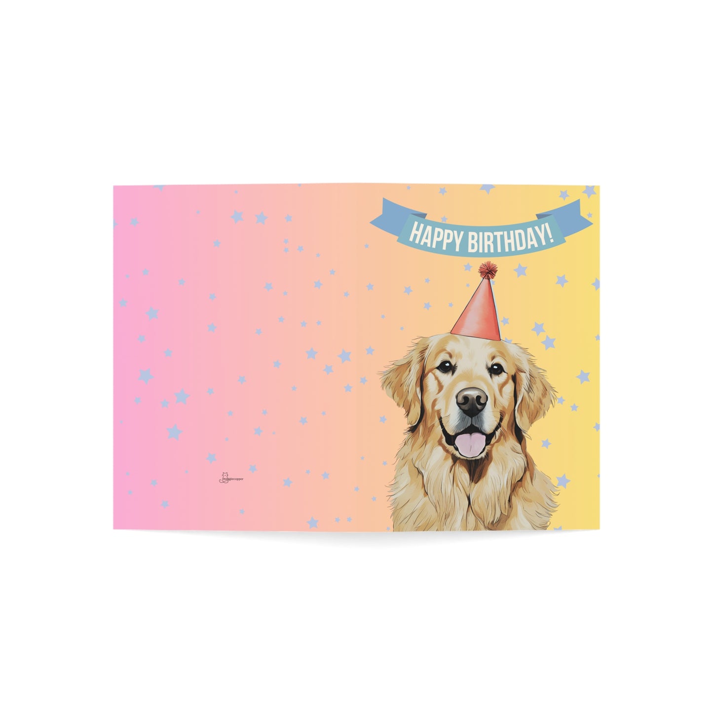 Golden Retriever Happy Birthday 5 x 7 Greeting Cards (10 Pack)