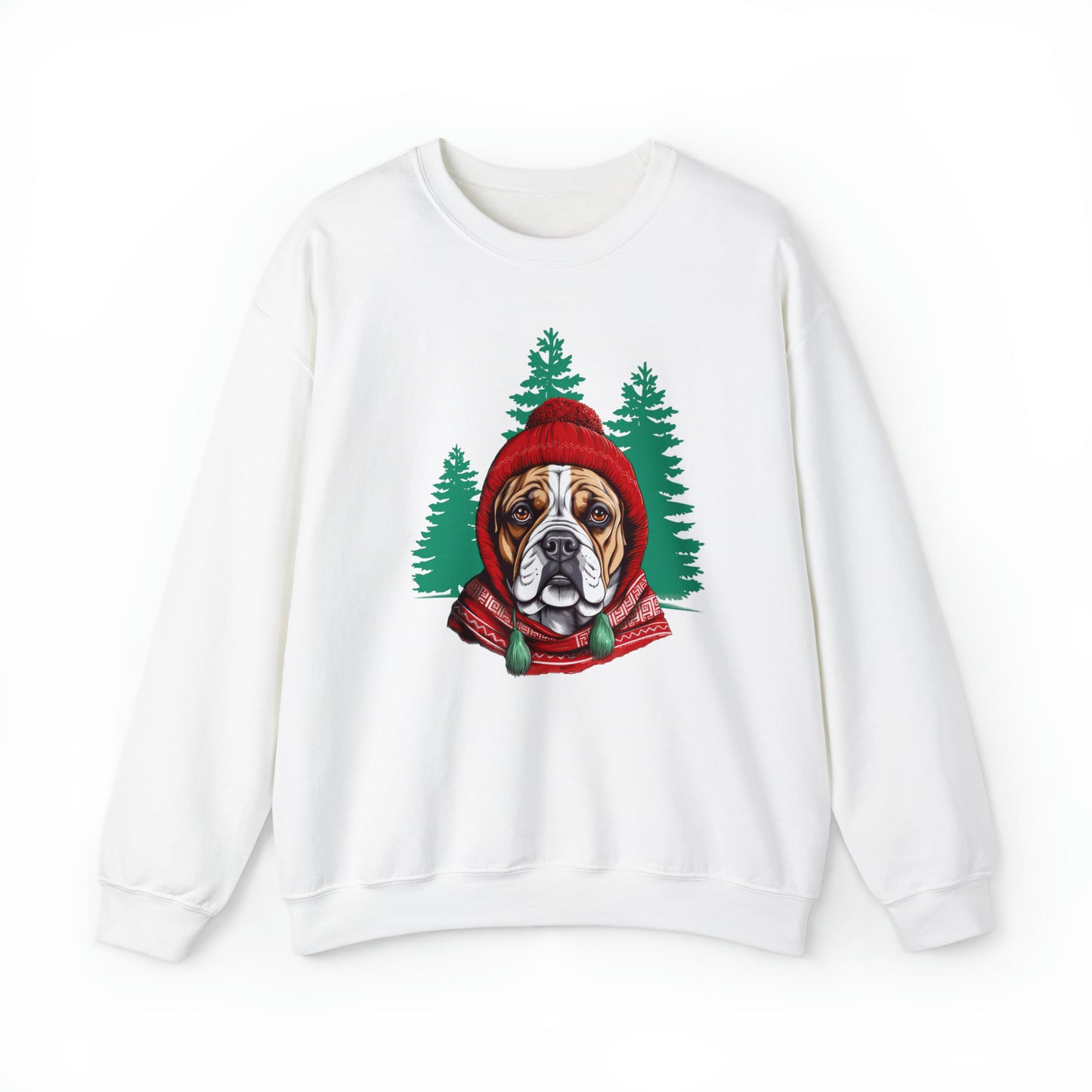 Bulldog in Stocking Hat & Scarf Unisex Heavy Blend™ Crewneck Sweatshirt