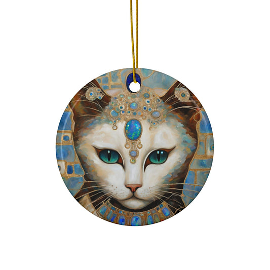 Opal Cat 3" Ceramic Ornaments, 2-Side Print, (1pc, 10pcs)