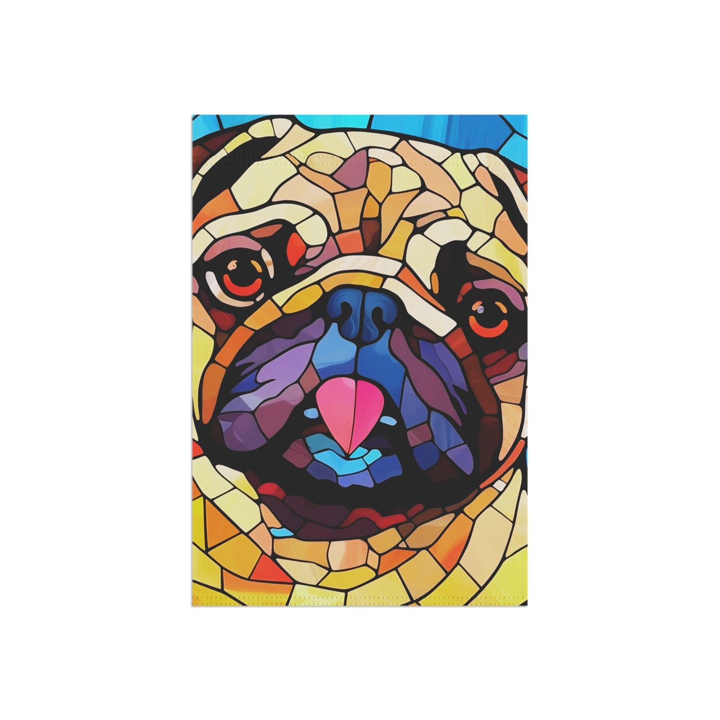 Pug Face Stained Glass Look 2-Sided Garden & House Flag/Banner