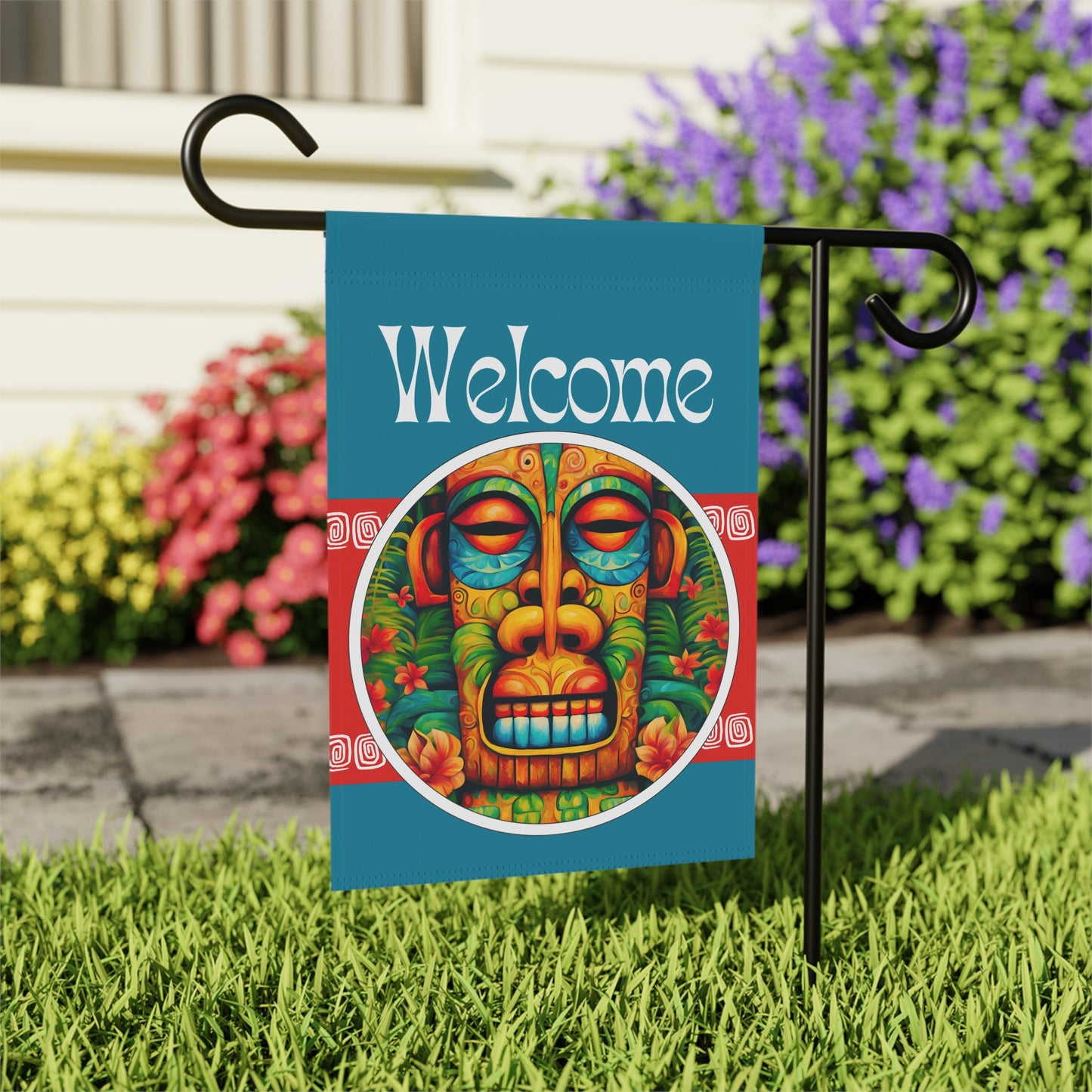 Sleepy Tiki Welcome 2-Sided Garden & House Flag/Banner