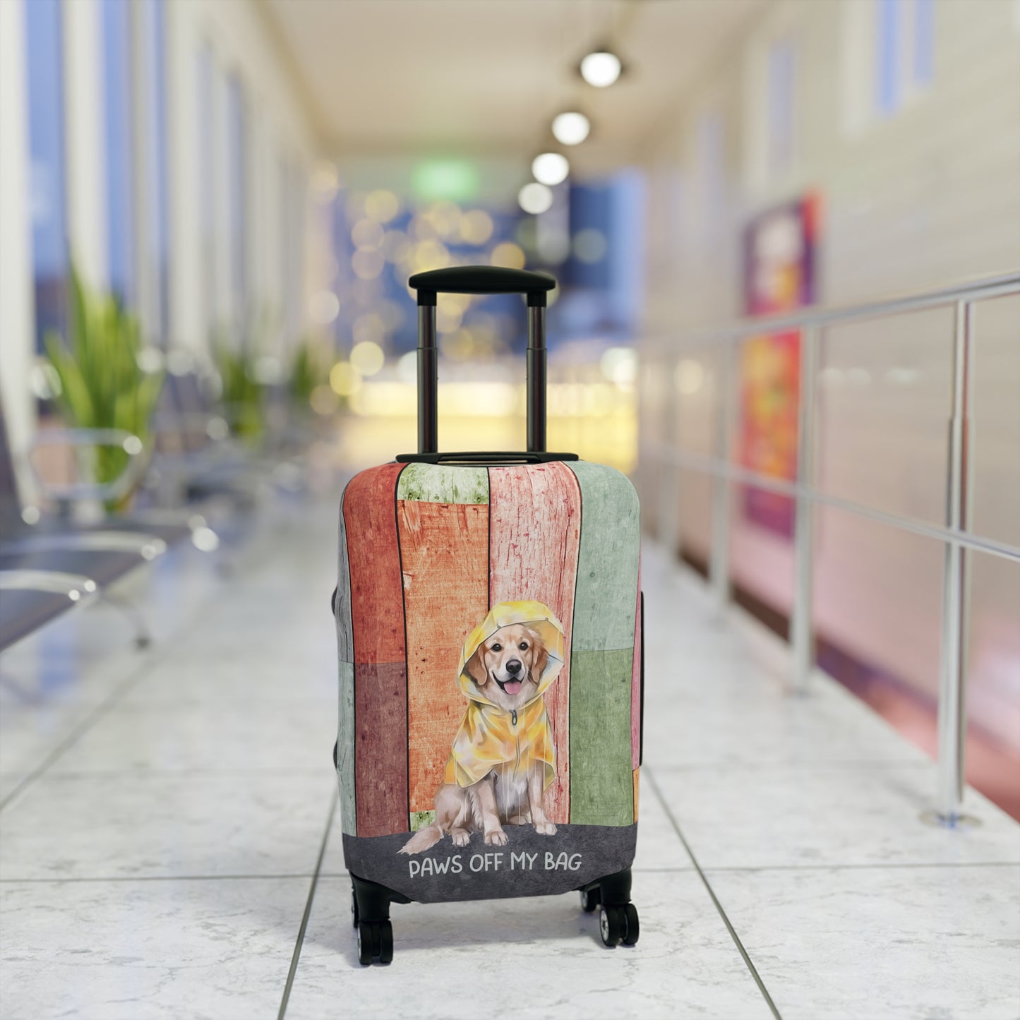 Golden Retriever in Raincoat Paws Off My Bag Luggage Cover