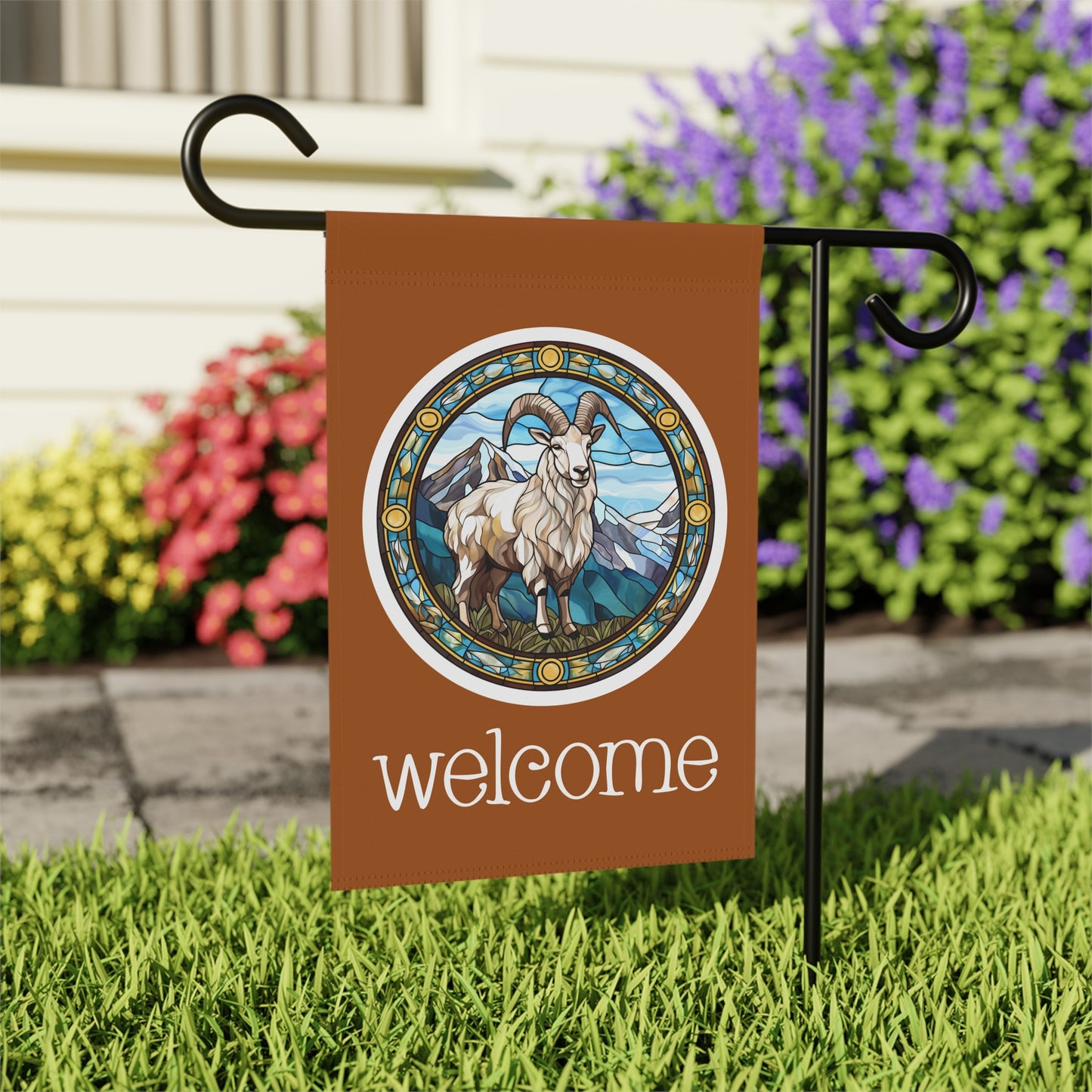 Mountain Goat Welcome 2-Sided Garden & House Flag/Banner