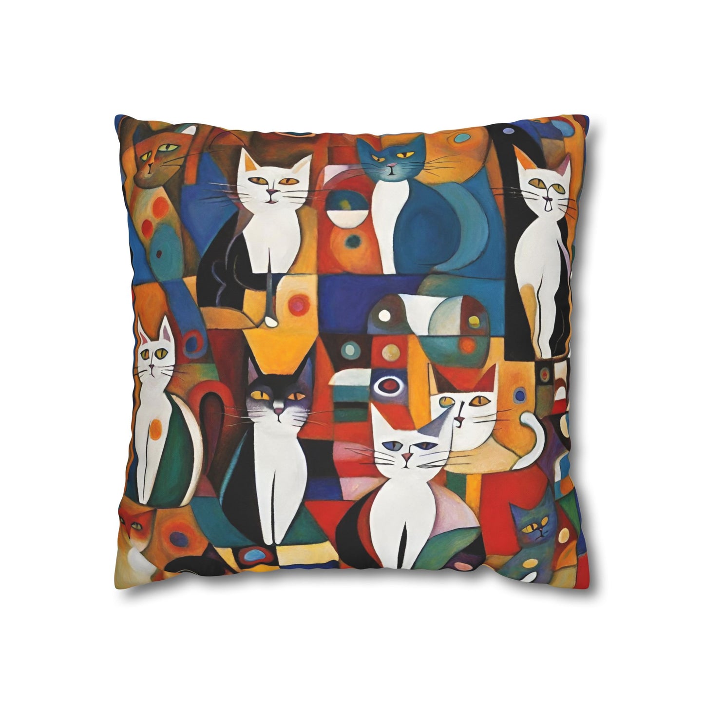 Abstract Cats Square Poly Canvas Pillowcase