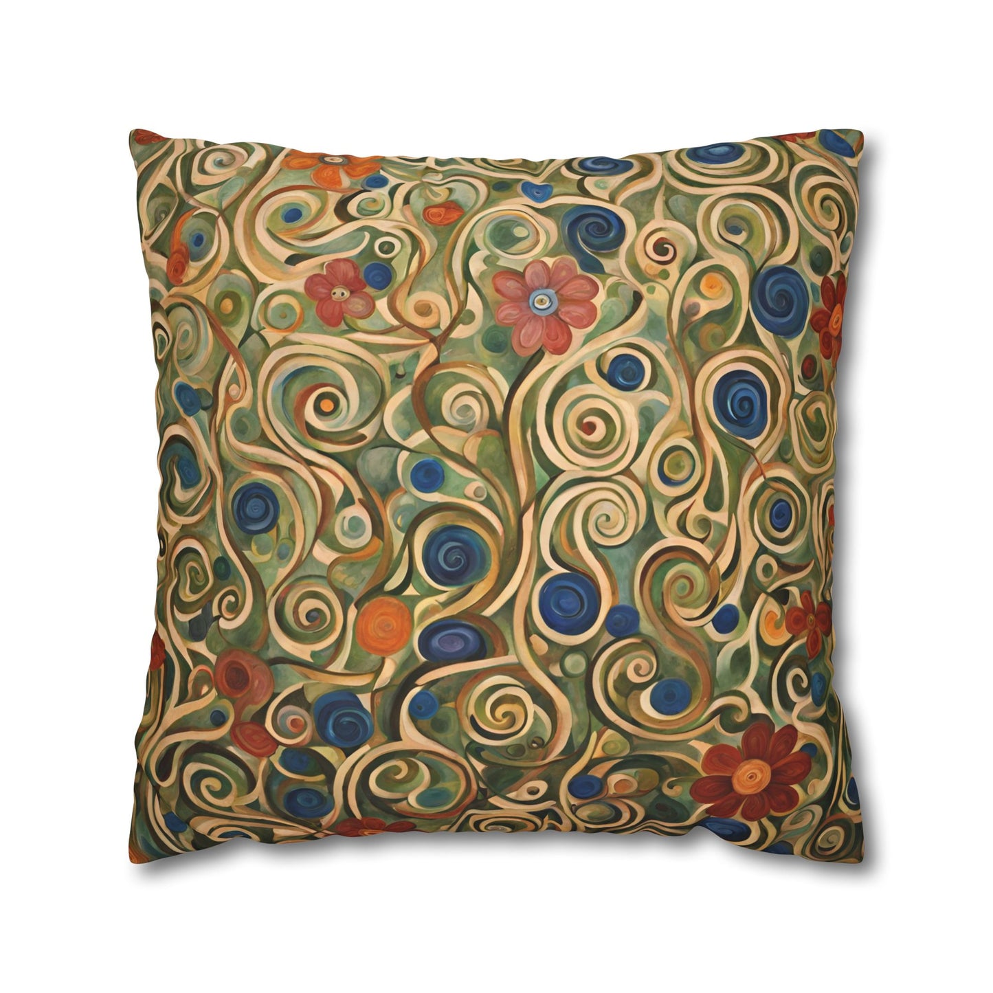 Felicity Abstract Floral Square Poly Canvas Pillowcase