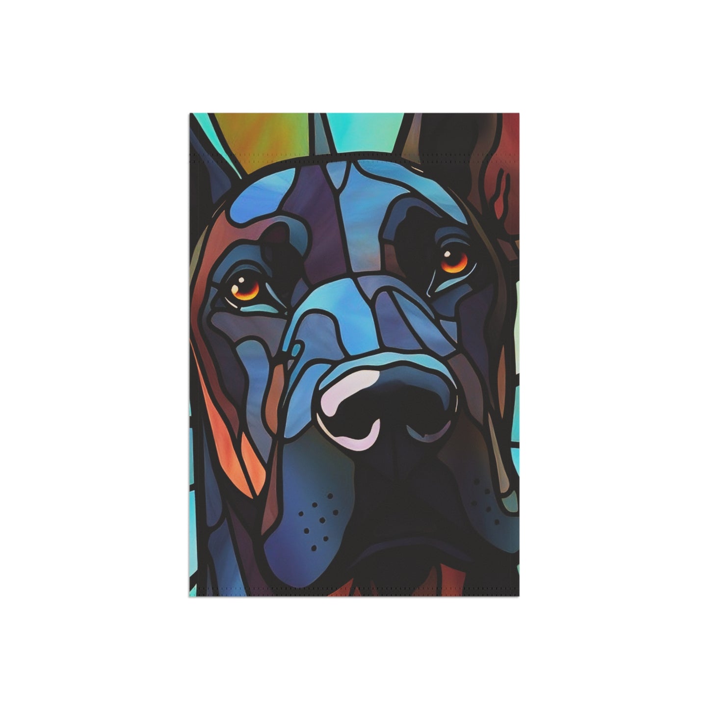 Great Dane Face Stained Glass Look 2-Sided Garden & House Flag/Banner