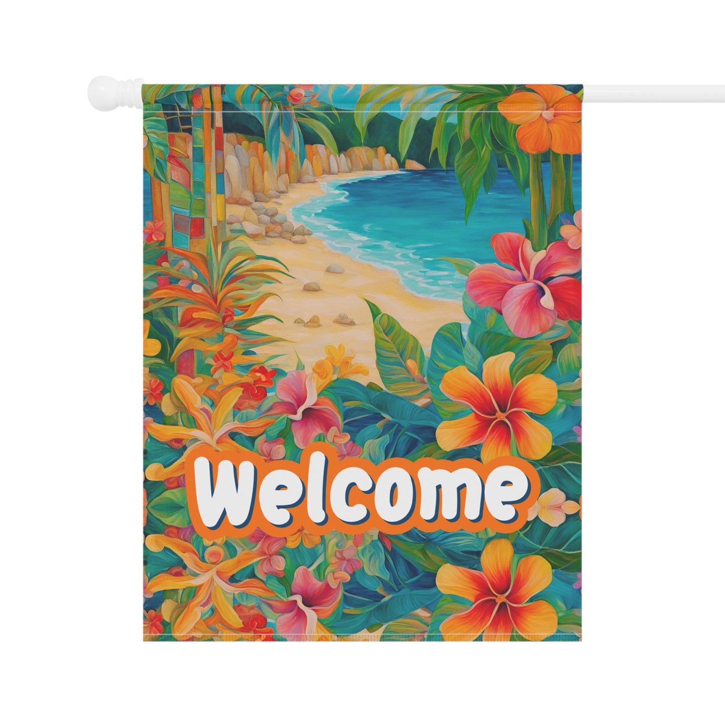 Paradise Found Welcome 2-Sided Garden & House Flag/Banner