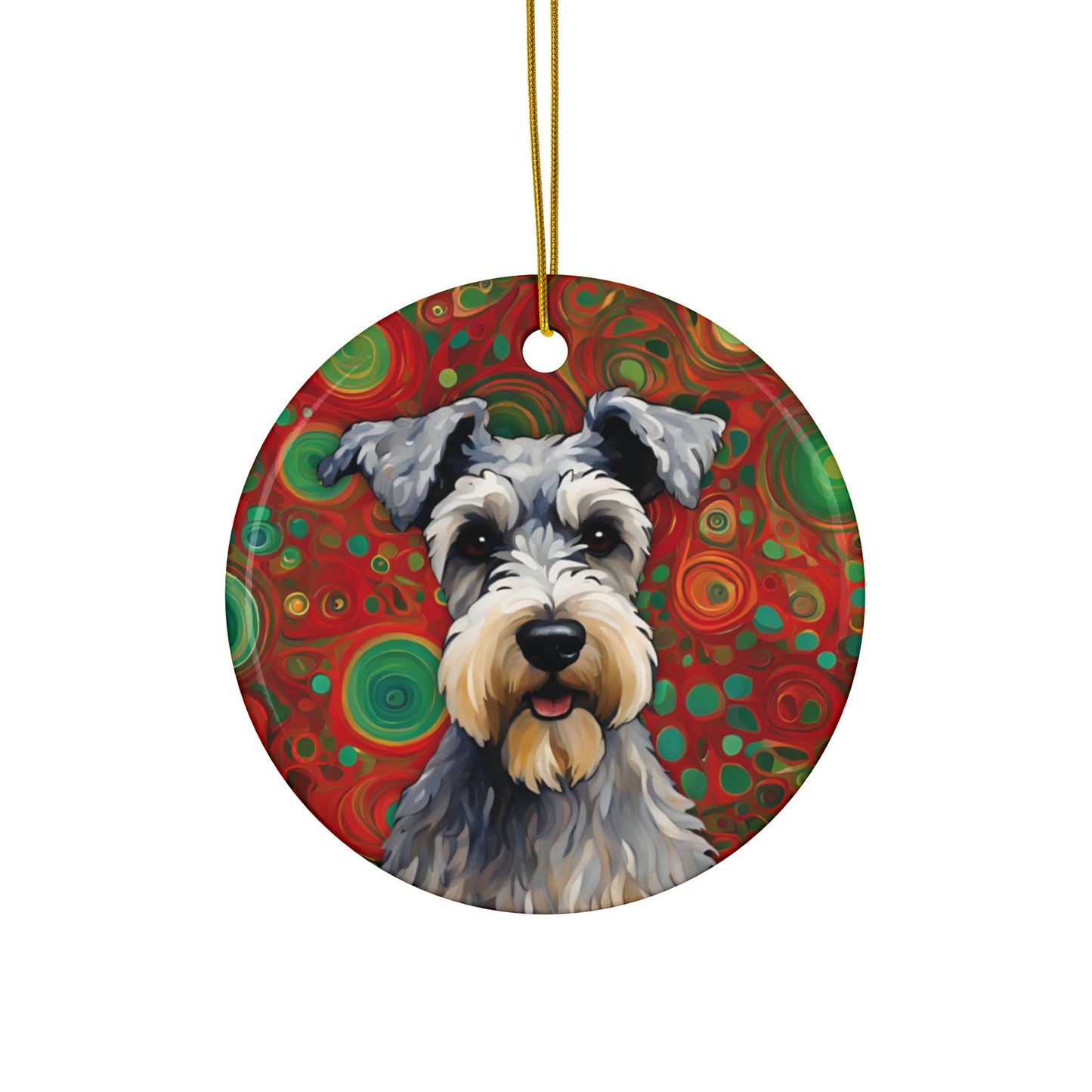 Schnauzer Christmas 3" Ceramic Ornaments, 2-Side Print, (1pc, 10pcs)