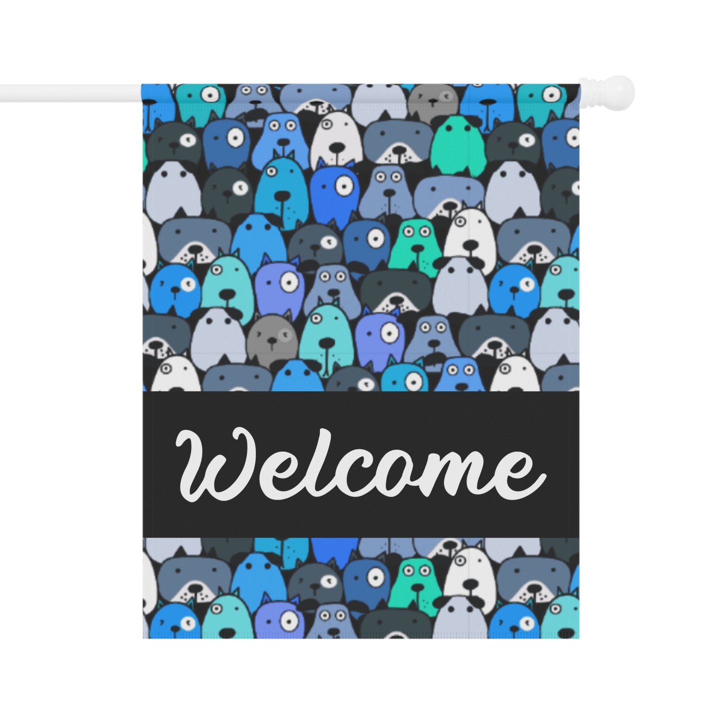 Blue Pups Welcome 2-Sided Garden & House Flag/Banner