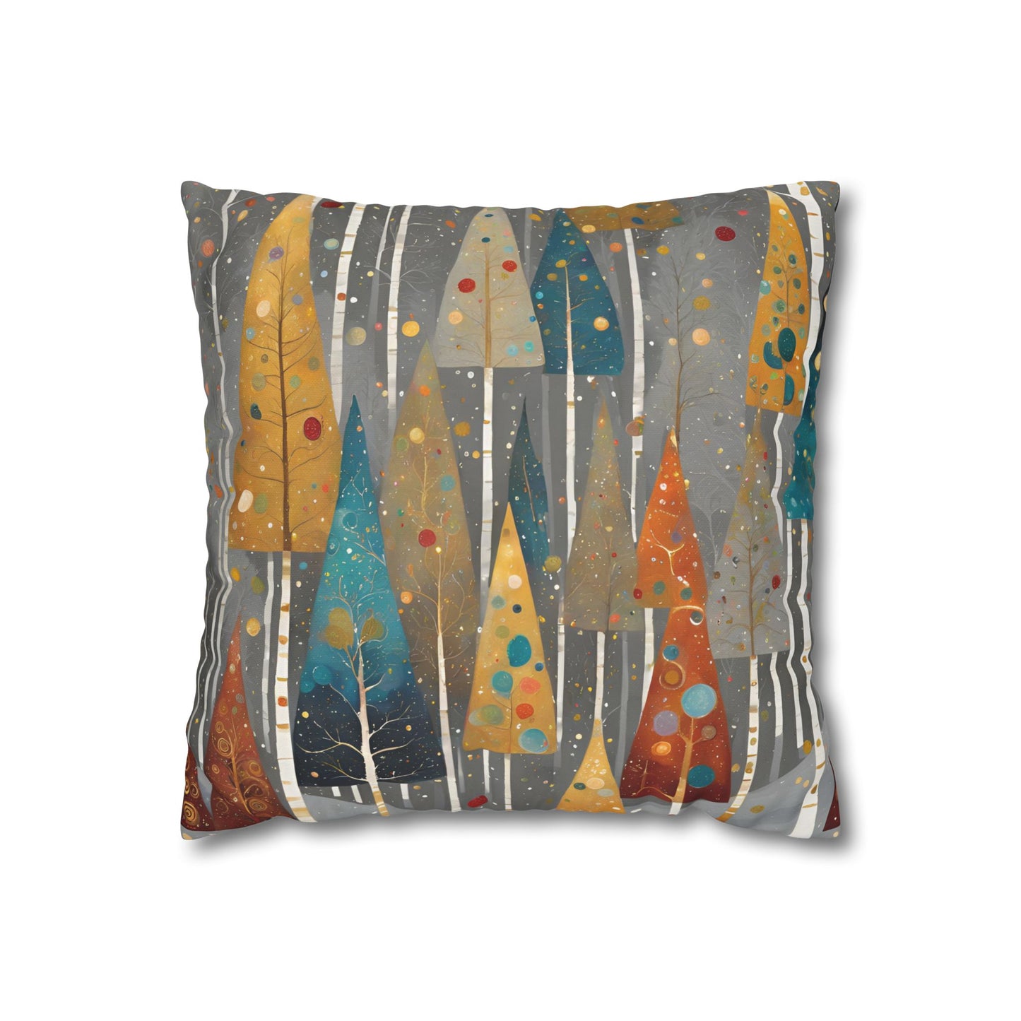 Vintage Tree Holiday Square Poly Canvas Pillowcase