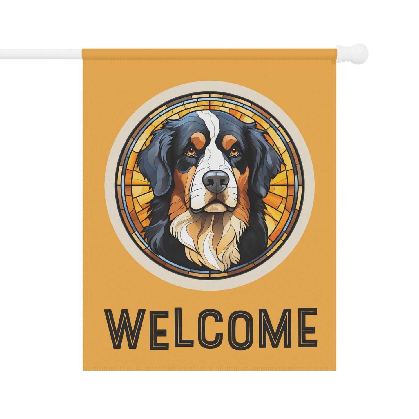 Bernese Mountain Dog Welcome 2-Sided Garden & House Flag/Banner