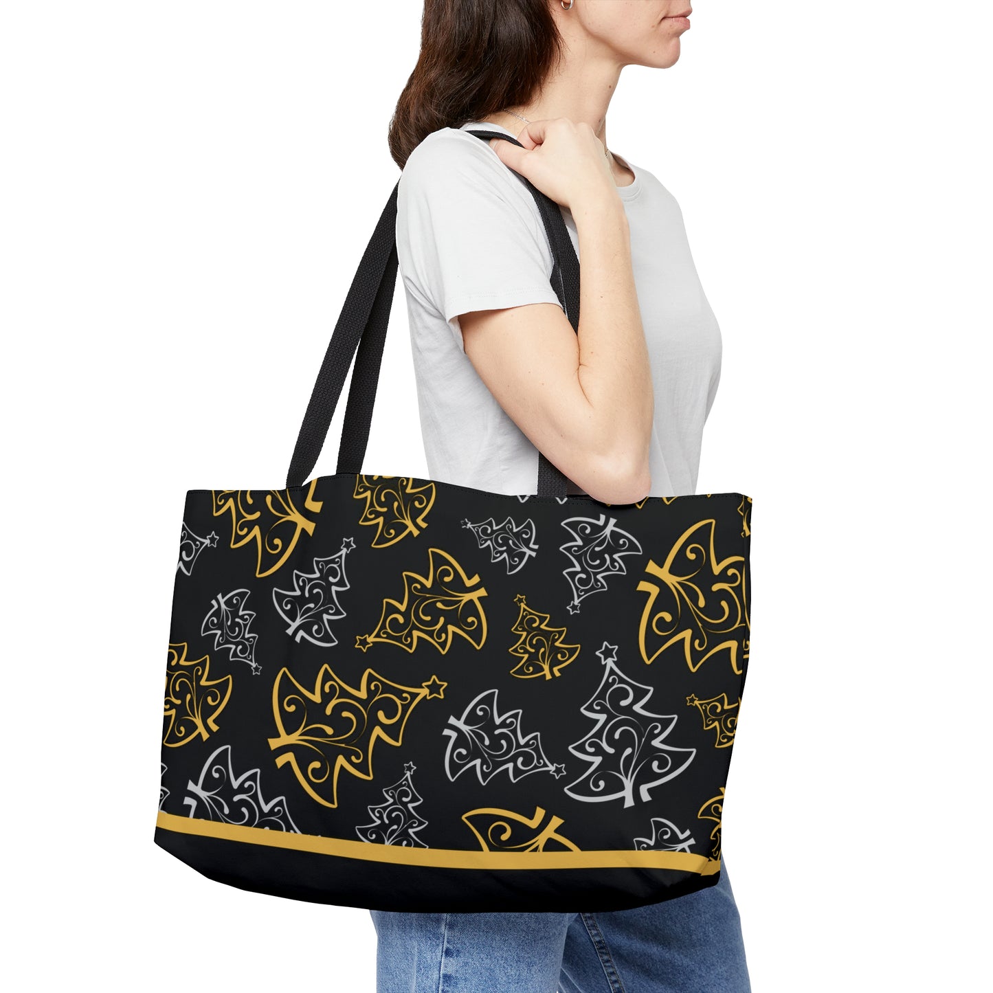 Silver & Gold Pine Trees Weekender Tote Bag