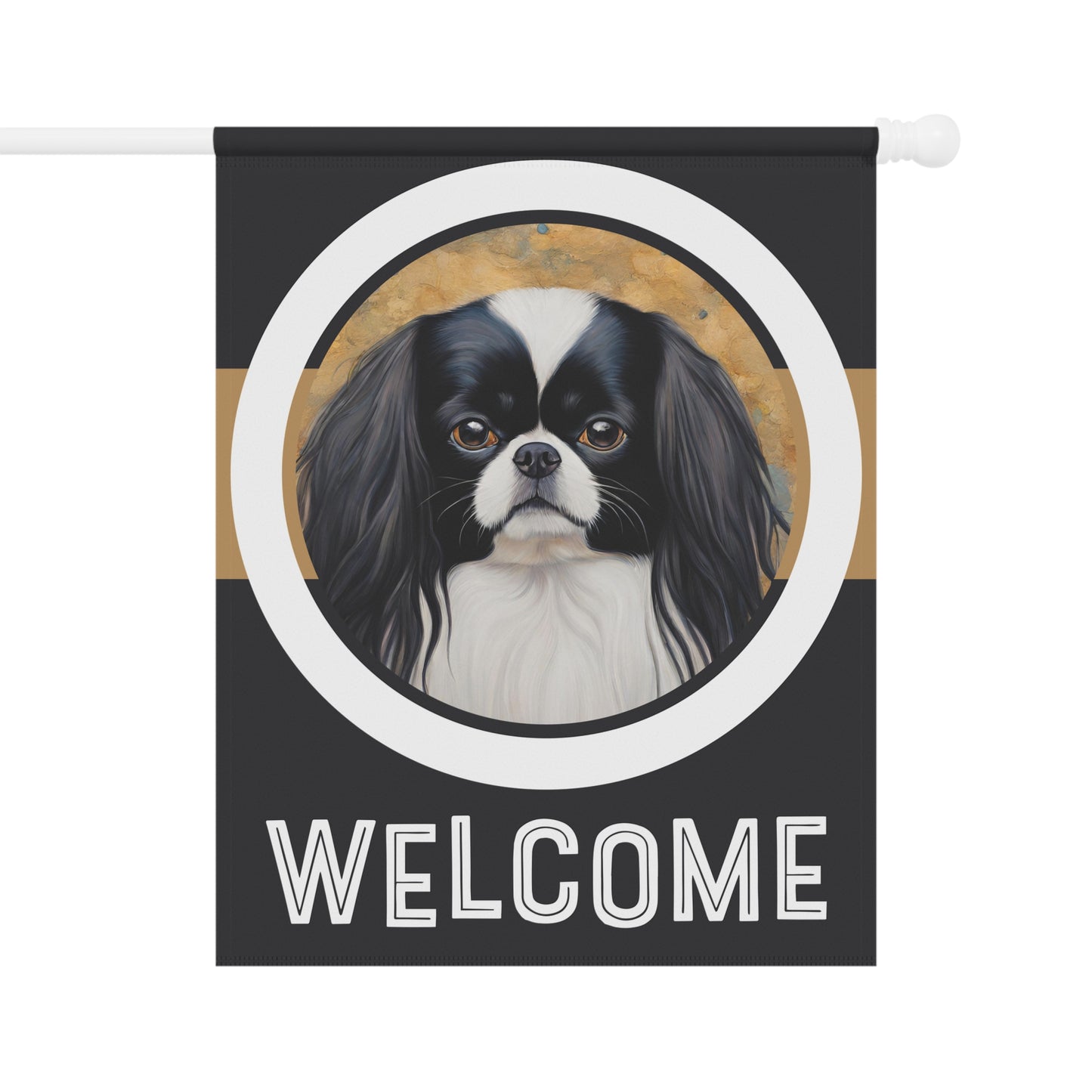 Japanese Chin Welcome 2-Sided Garden & House Flag/Banner