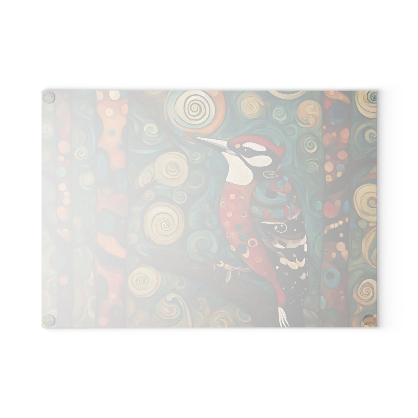 Mountain Forest Woodpecker Tempered Glass Cutting Board