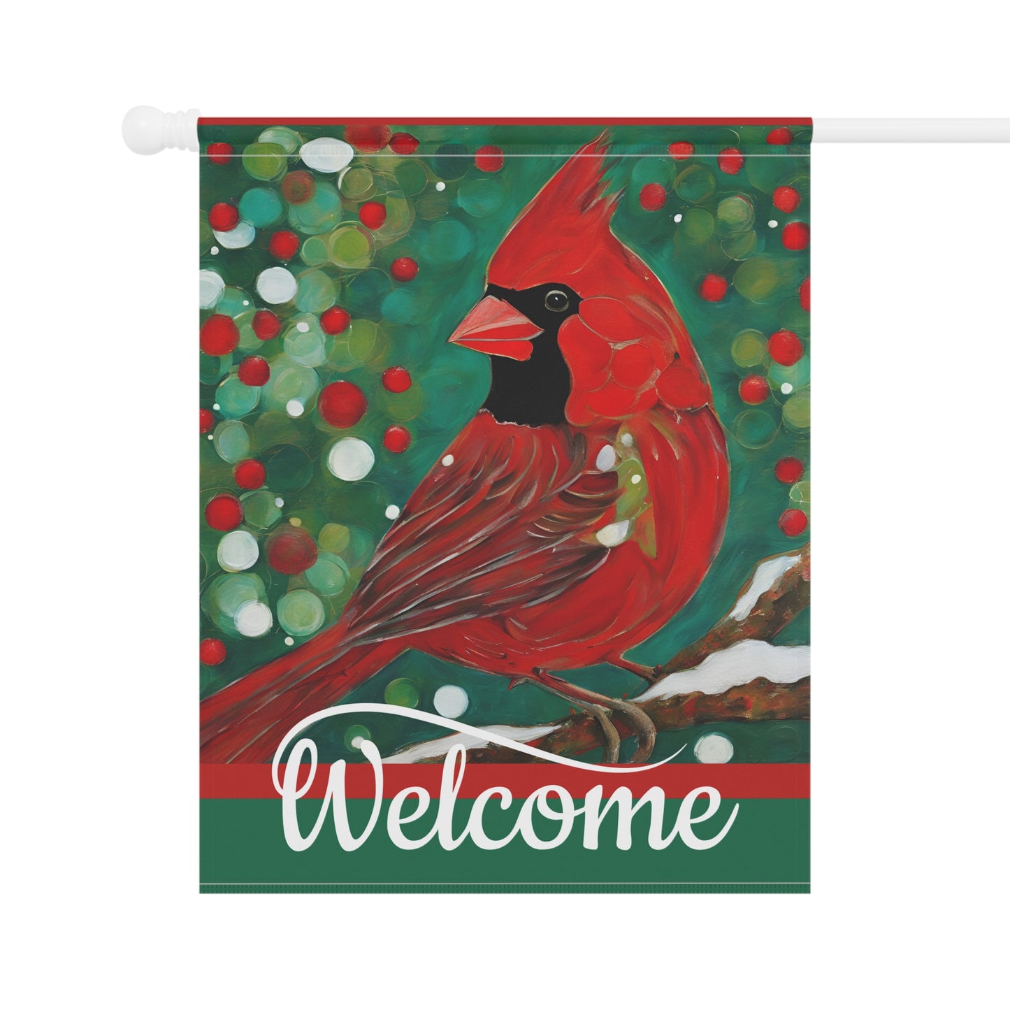 Bright Cardinal Welcome 2-Sided Garden & House Flag/Banner