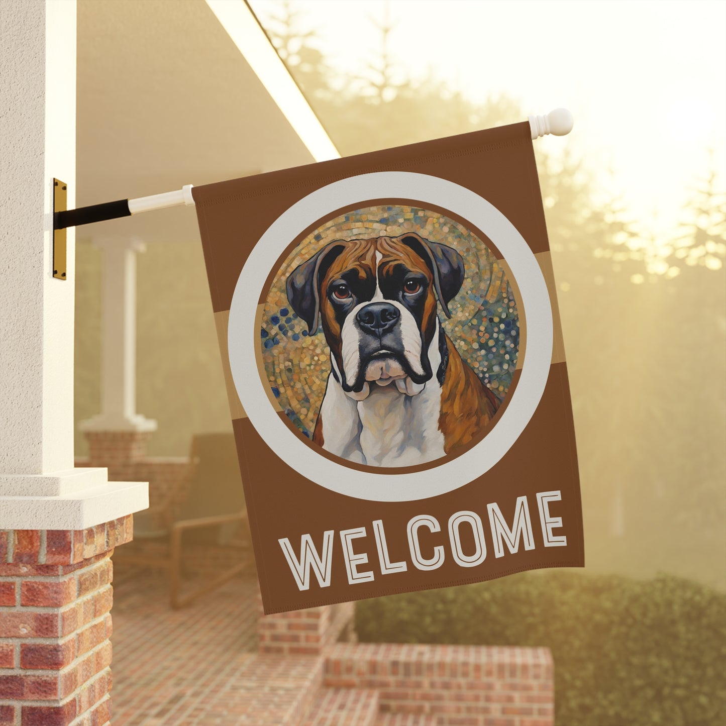 Boxer Welcome 2-Sided Garden & House Flag/Banner