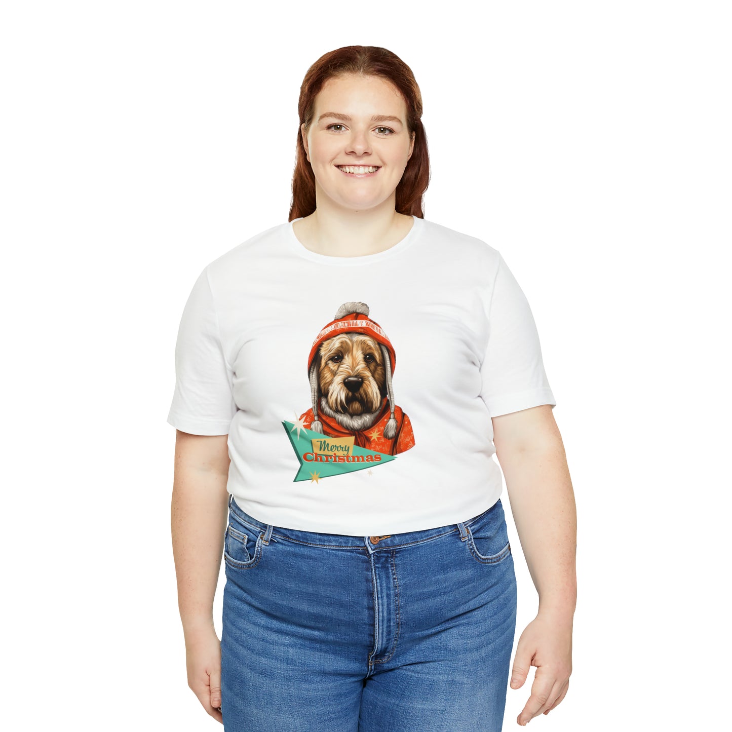 Soft Coated Wheaten Terrier Retro Merry Christmas Unisex Jersey Short Sleeve Tee