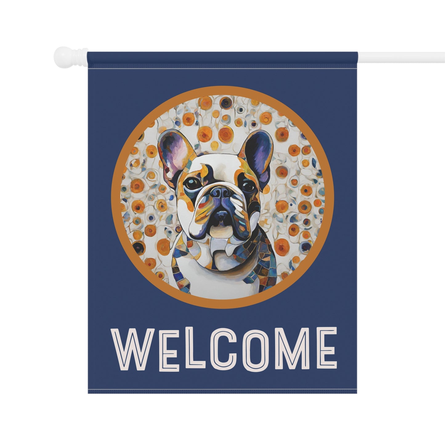 French Bulldog Art Welcome 2-Sided Garden & House Flag/Banner