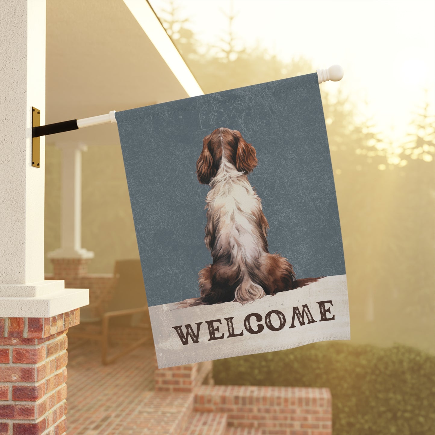 English Springer Spaniel Welcome 2-Sided Garden & House Flag/Banner