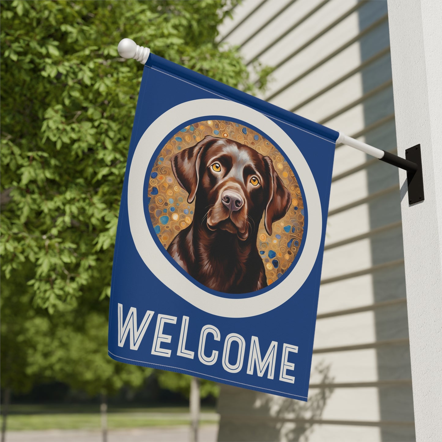 Chocolate Labrador Welcome 2-Sided Garden & House Flag/Banner