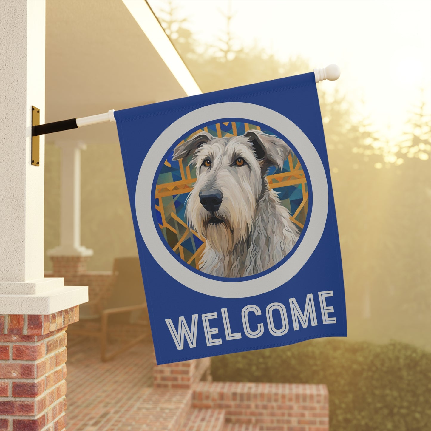 Irish Wolfhound Welcome 2-Side Garden & House Flag/Banner