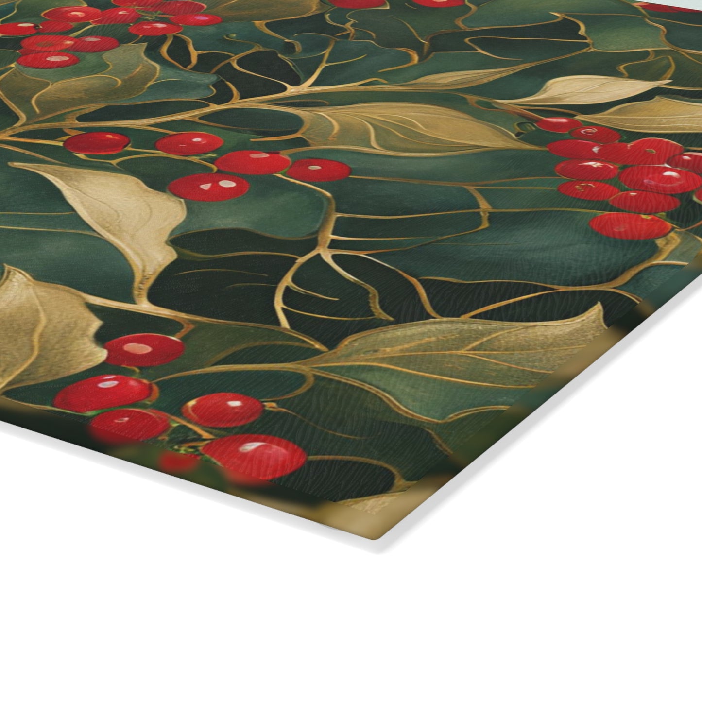 Christmas Holly Tempered Glass Cutting Board