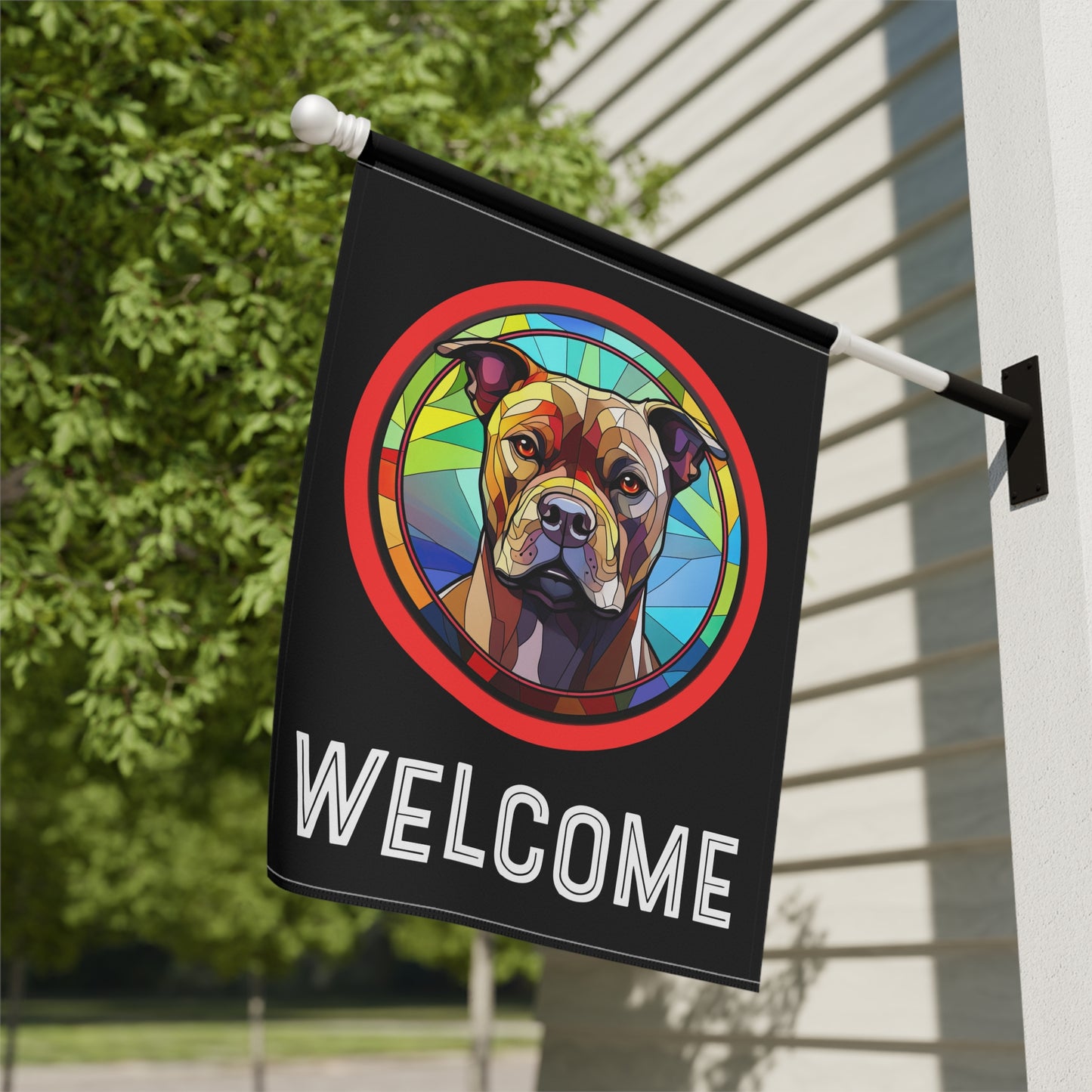 Staffordshire Bull Terrier Welcome 2-Sided Garden & House Flag/Banner