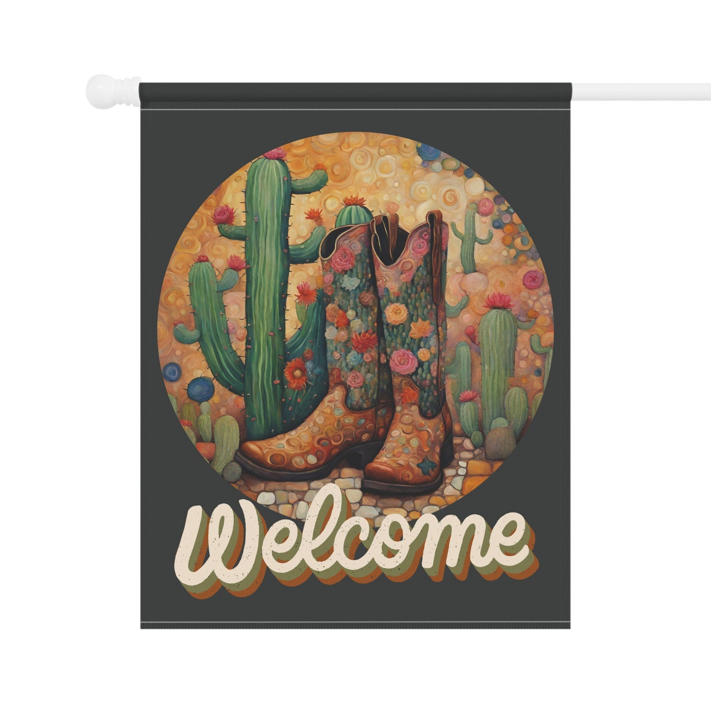 Boots & Cactus Welcome 2-Sided Garden & House Flag/Banner