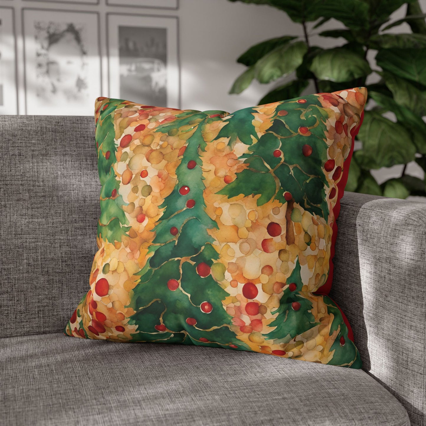 Christmas Tree Folly Square Poly Canvas Pillowcase