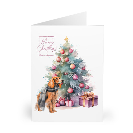 Cocker Spaniel Merry Christmas Tree Cards (5 Pack Blank Inside)