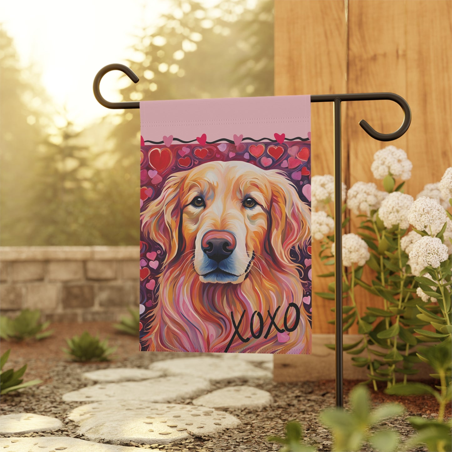 Golden Retriever Valentine 2-Sided Garden & House Flag/Banner