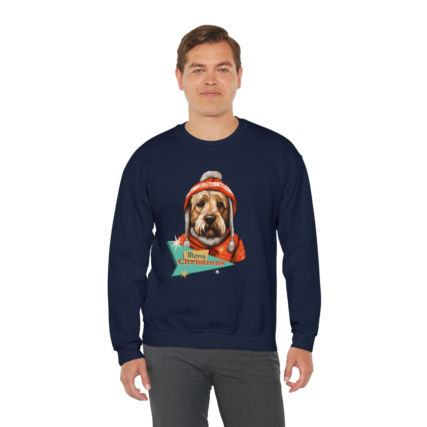 Soft Coated Wheaten Terrier Retro Merry Christmas Unisex Heavy Blend™ Crewneck Sweatshirt