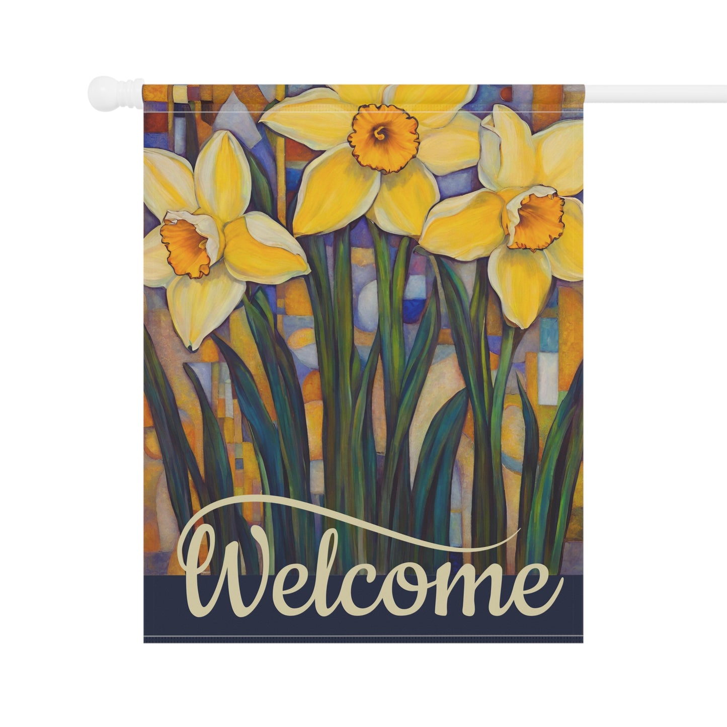 Happy Daffodils Welcome 2-Sided Garden & House Flag/Banner