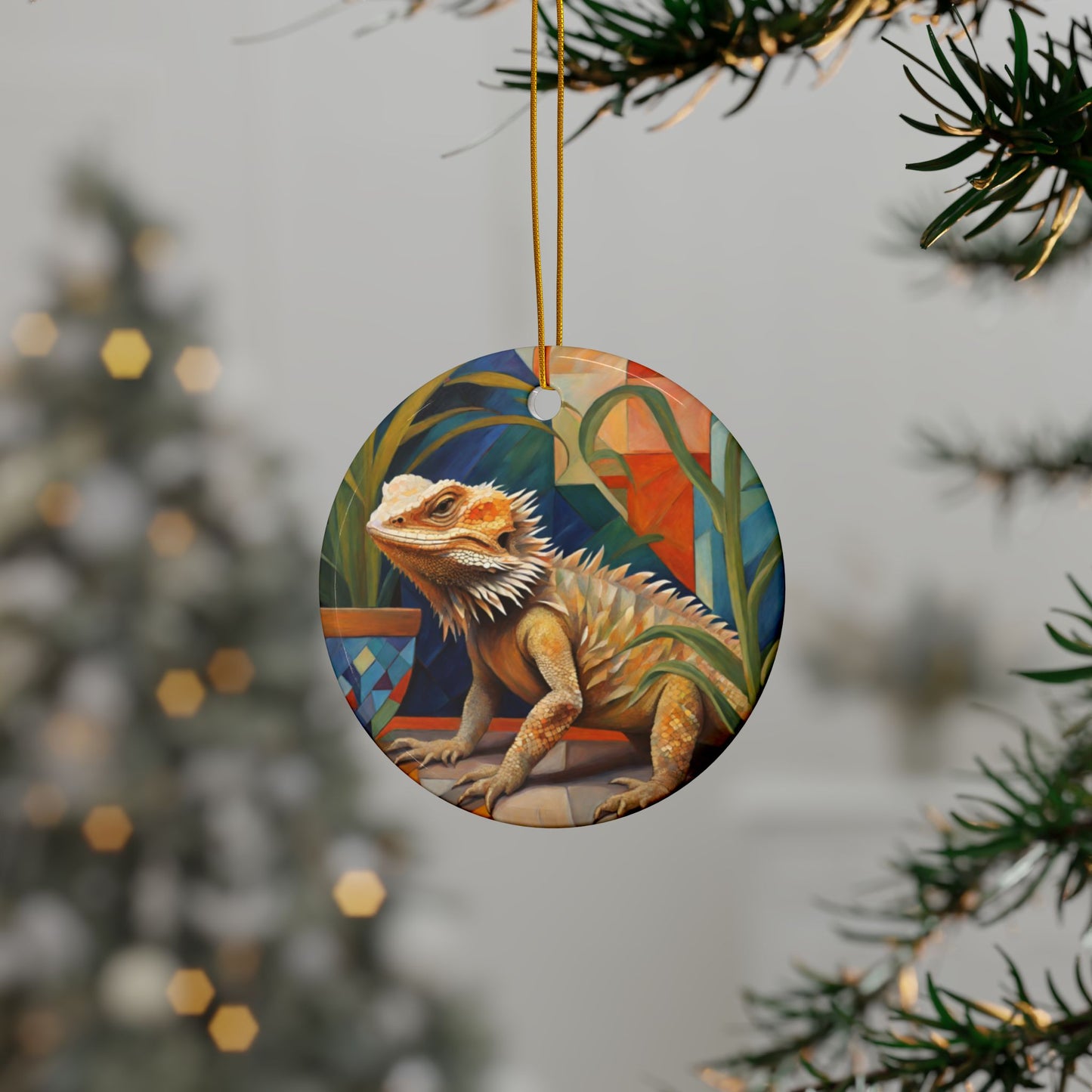 Bearded Dragon 3" Ceramic Ornaments, 2-Side Print, (1pc, 10pcs)