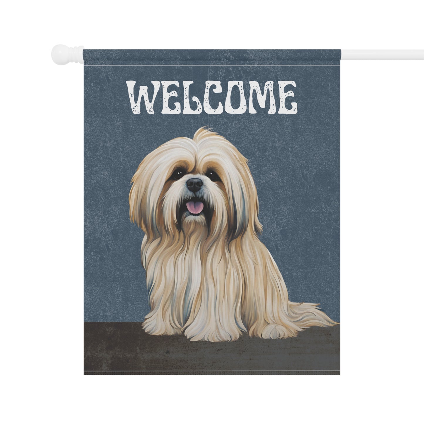 Lhasa Apso Welcome 2-Sided Garden & House Flag/Banner