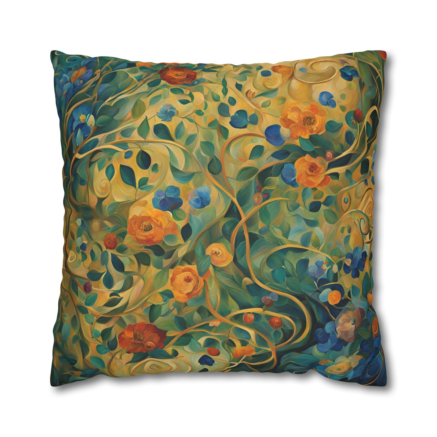 Captivated Floral Square Poly Canvas Pillowcase